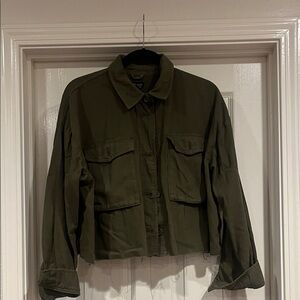 Topshop Olive Utility Crop Jacket